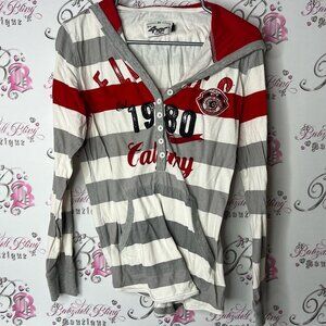 4her by Carl Banks long sleeve Calgary flames NHL hockey 🏒 Red and Gray Hoodie
